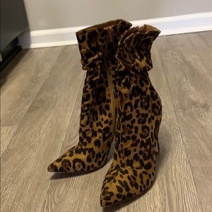 NWT Leopard Faux Suede Booties